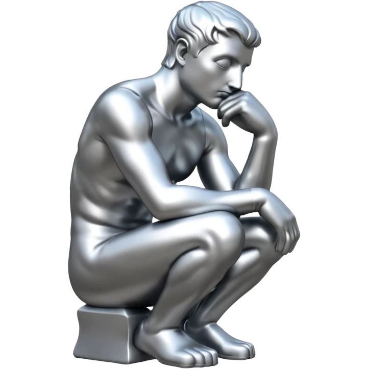 The thinker in silver emoji emoji