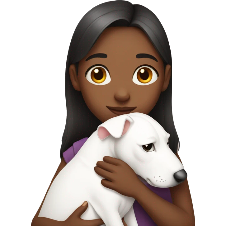 girl is hugging bull terrier  emoji