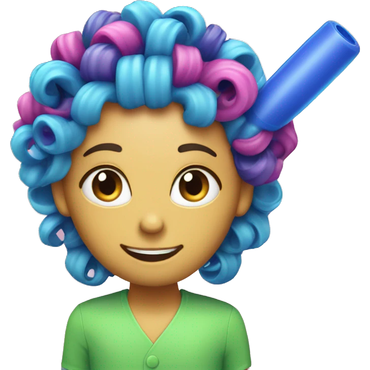 a  single plastic colorful Curler you put under hair emoji