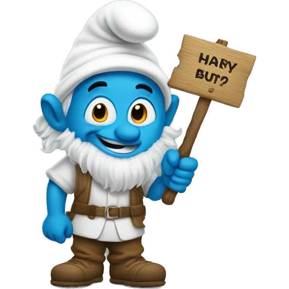 smurf with sign that says hairy emoji