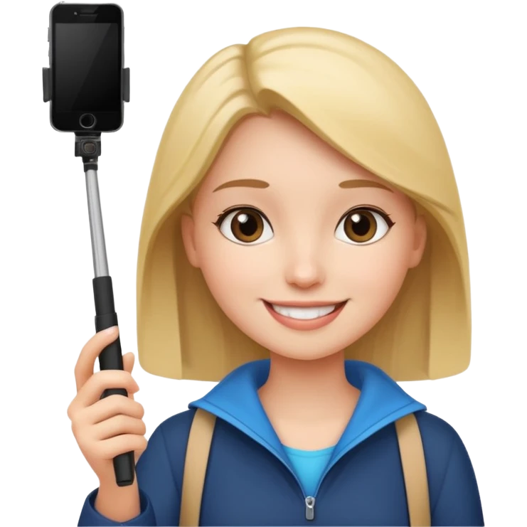 girl with phone selfie stick emoji
