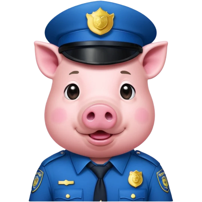 a pig, upright, in a police officer uniform, drooling and looking to the bottom left emoji