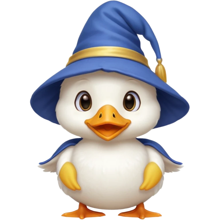 white baby duck with wizard hat
 emoji