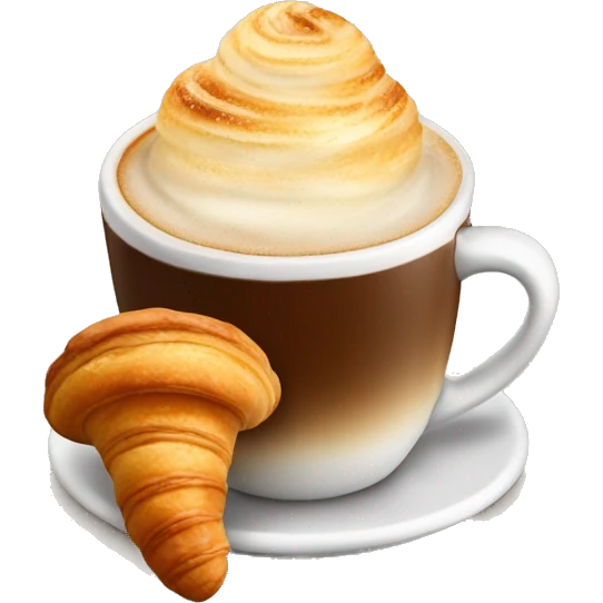 Cup of cappuccino with croissant emoji