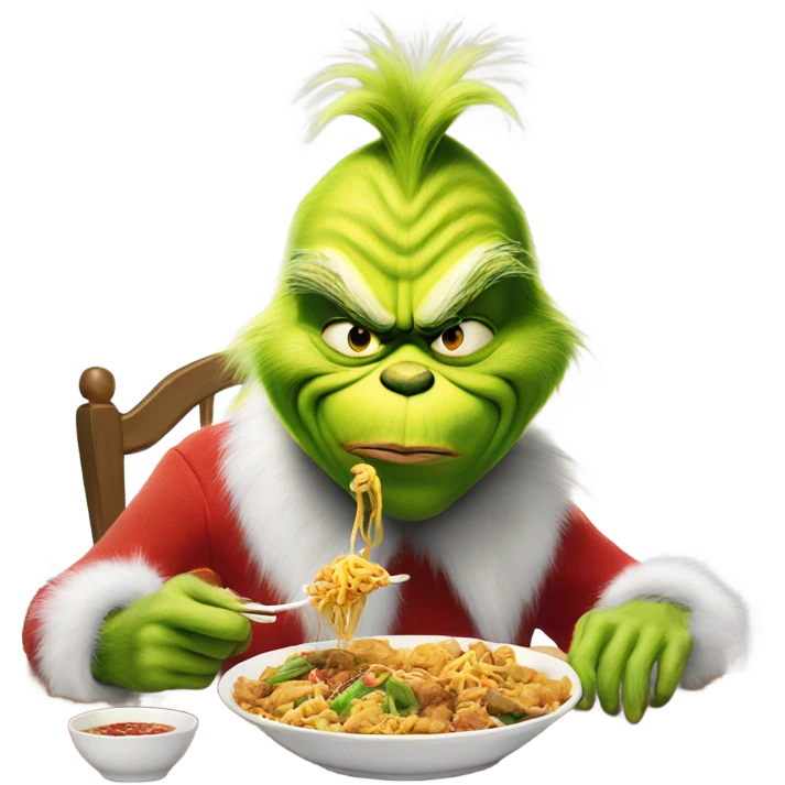 the grinch eating chinese food emoji