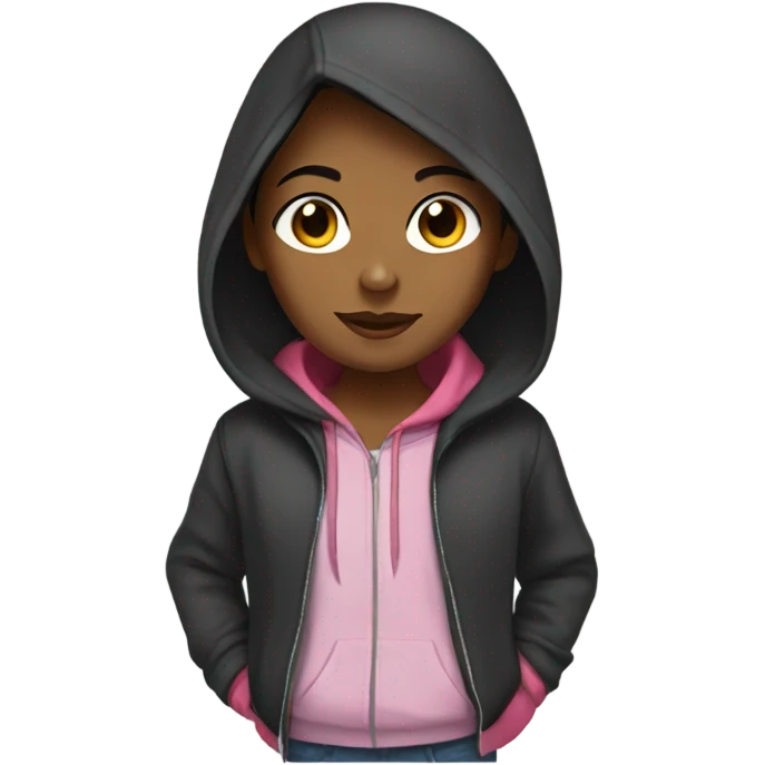 girl wearing a hoodie with shoulder length short black hair emoji