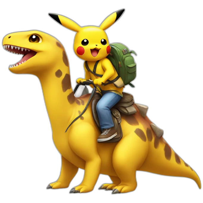 pikachu riding on a dinosaur emoji