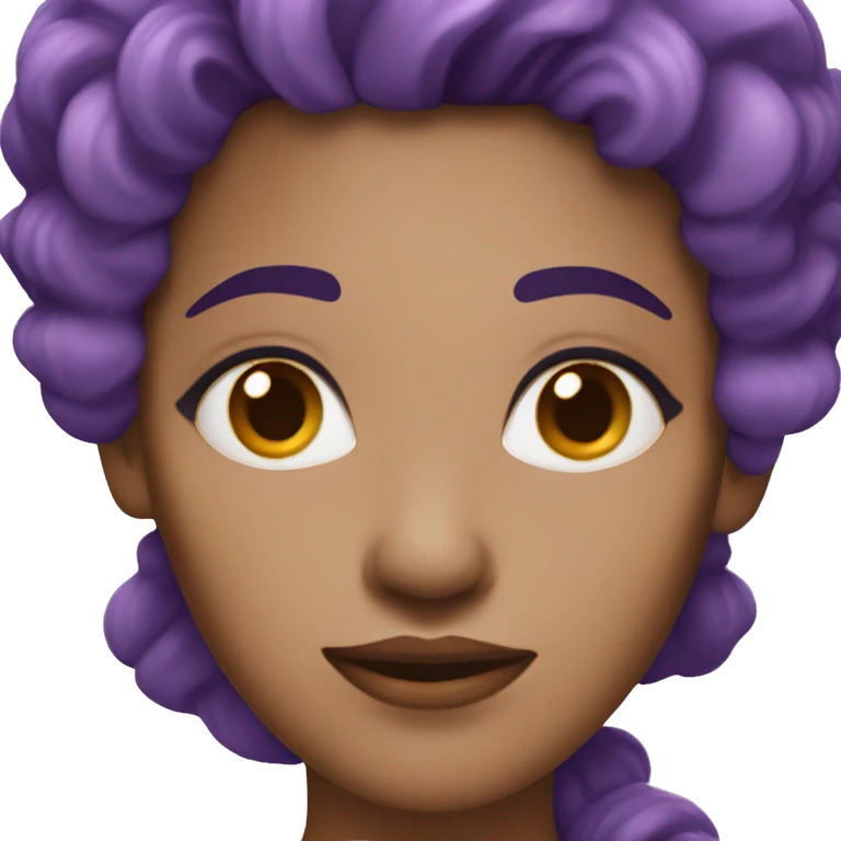 Light tan woman with purple eyes, black and purple hair, and purple horns  emoji