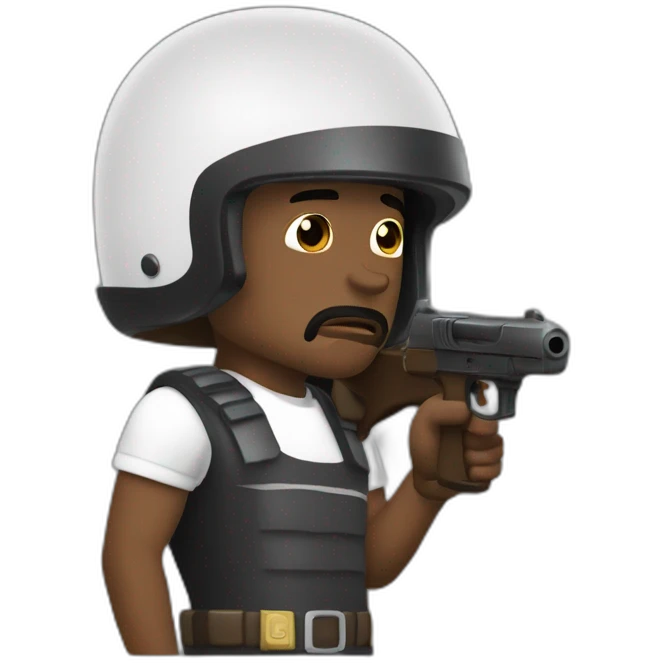 Chocorrol brown with gun and helmet sad emoji