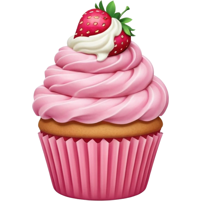 Strawberry cupcake with ice cream looking frosting  emoji