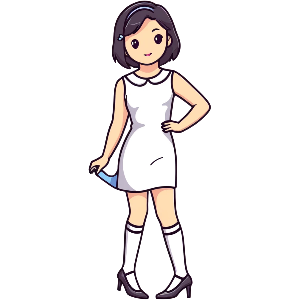 Girl in a cute fashionable dress with stockings and high heel shoes emoji