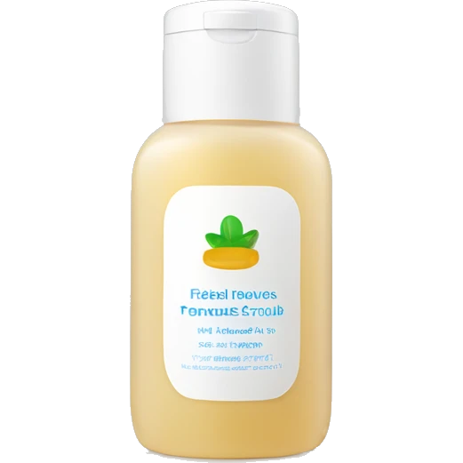 facial scrub bottle with label emoji