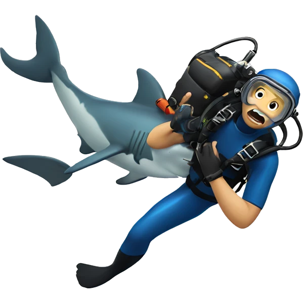 a single scuba diver attacked by shark emoji