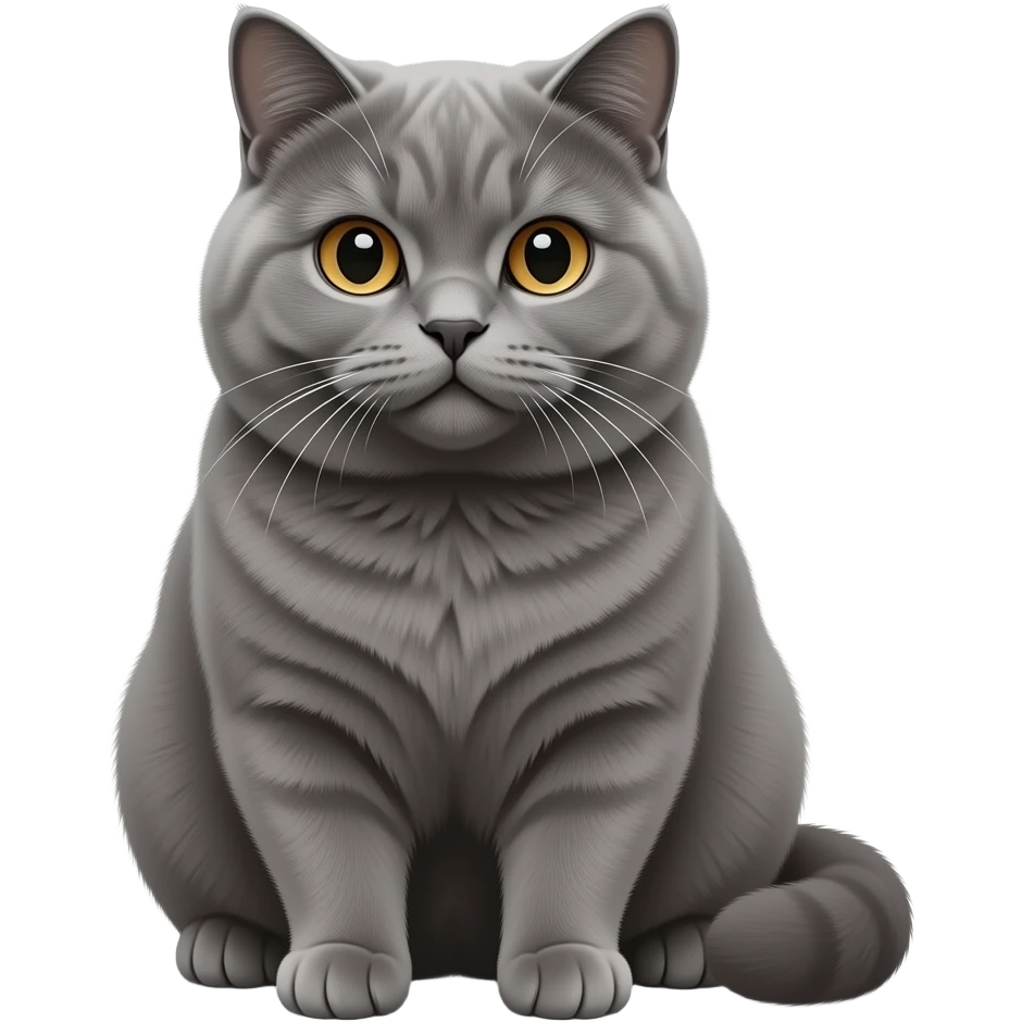 Scottish fold realistic totally grey fat emoji