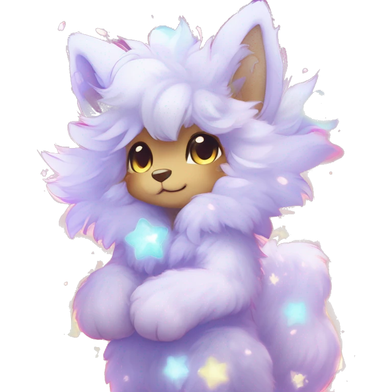 Anthro Cute Fluffy Gorgeous Magical Petite Shiny Colorful Pastel Glitter Sparkle Stars Anime Chibi Fantasy-Animal-Fakémon-Pokémon-Hybrid Fur Sona Aesthetic Trending Style Full Body emoji