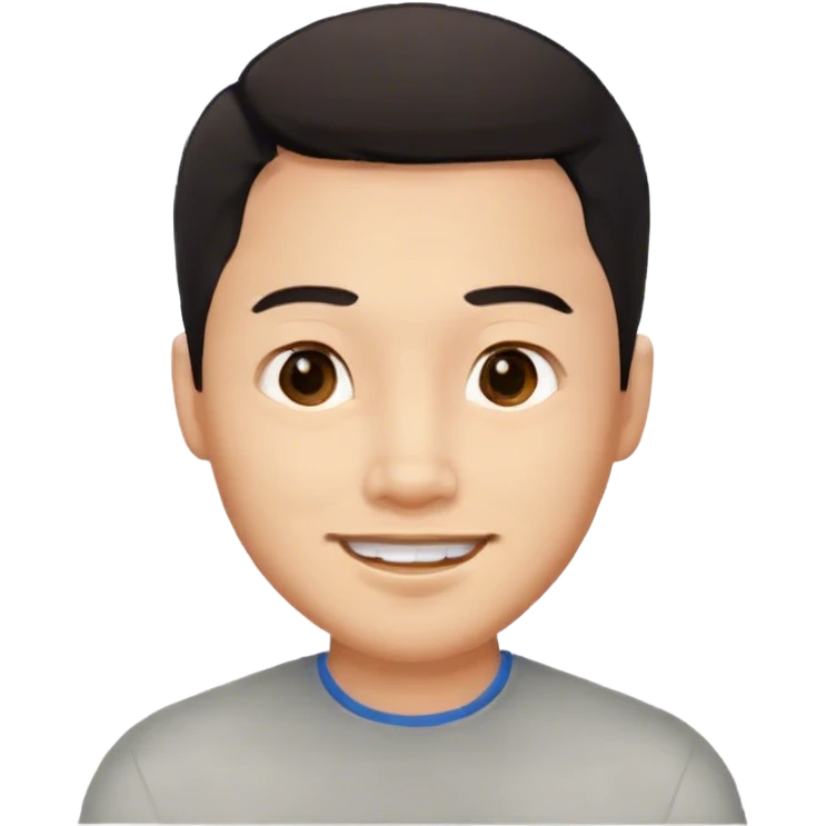 asian men, stubble, handsome, light skin, black eyes, smiling emoji