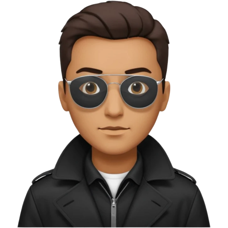 man in black trenchcoat and matrix sunglasses emoji