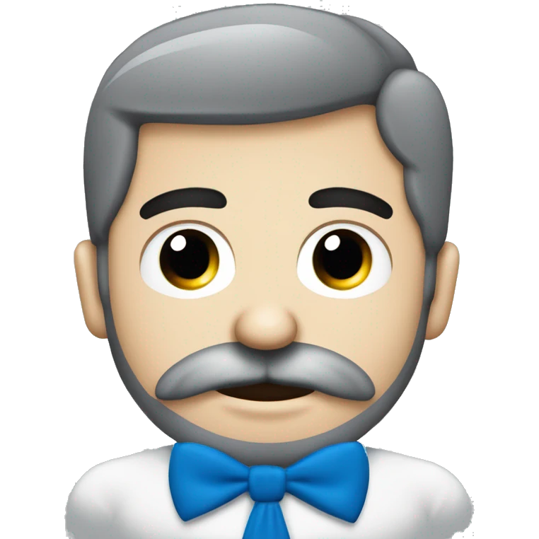 Hombre blanco con barba y bigote ojos azules pelo bajito camisa gris  emoji