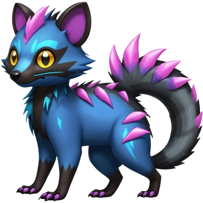 Edgy punky gothic dark gloomy colorful neon dusky Civet-Electrike-Manectric-Genet-Furret-Fakemon-Pokémon-fusion-creature  emoji