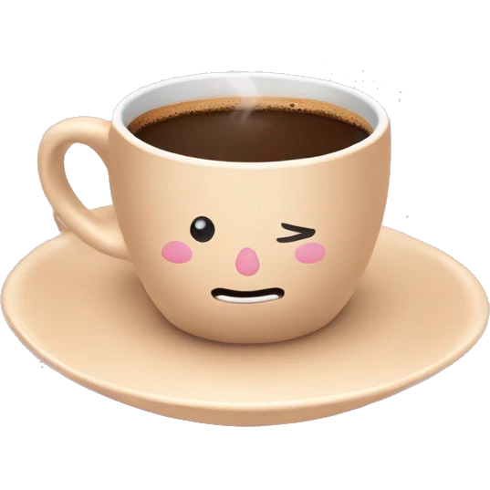 beige cup of coffee and on a saucer pinl pastel emoji