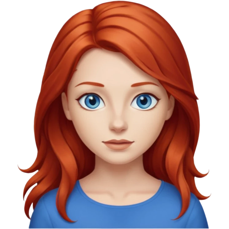 woman with middle to long red hair, blue eyes, fair skin emoji