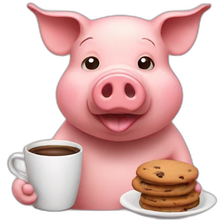 pig drinks coffee and eats cookies  emoji