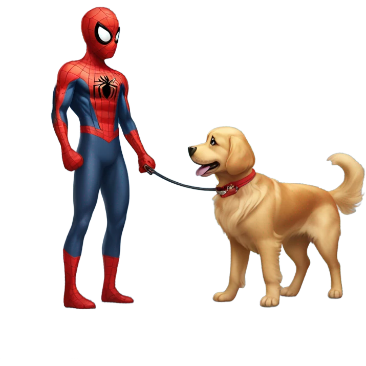 Spider-Man walking his golden retriever emoji