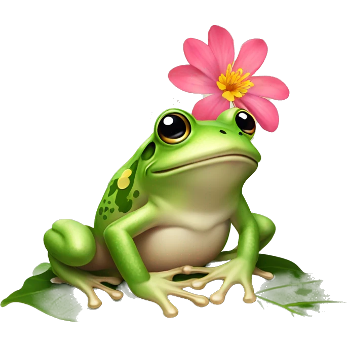 frog with flower emoji