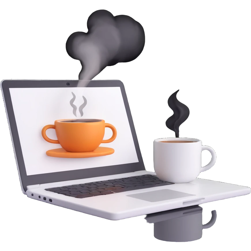 coffee and white laptop emoji