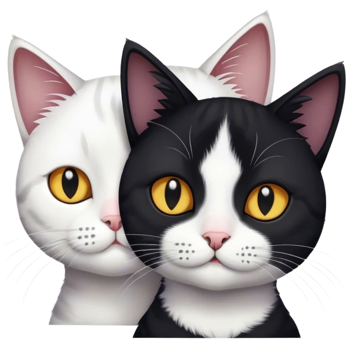 Two cats one black and white and one just black emoji