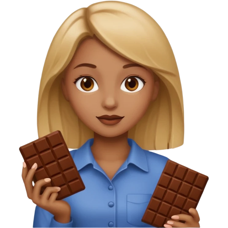 Dark bonde girl with chocolate emoji