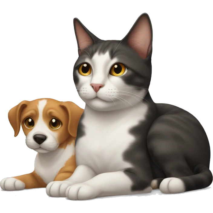 Cat laying down Whith a dog emoji