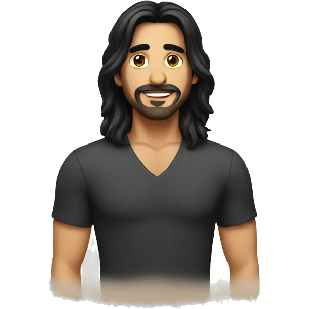 Man with long black hair emoji