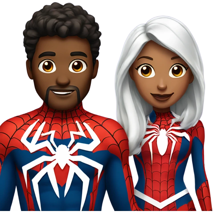 A couple in spider man outfits emoji