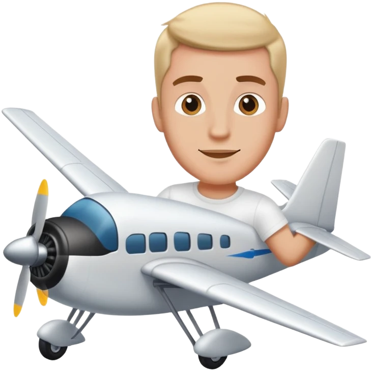 Man with white t shirt flying plane  emoji