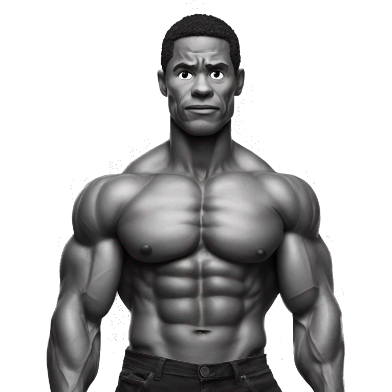 muscular man, ripped, black and white image emoji