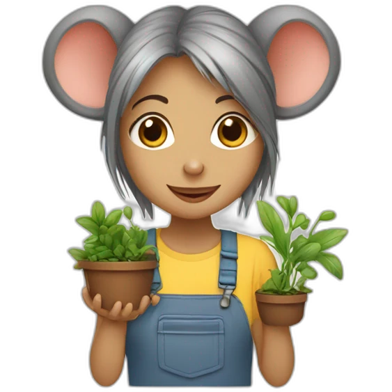 rat fille avec des plantes emoji
