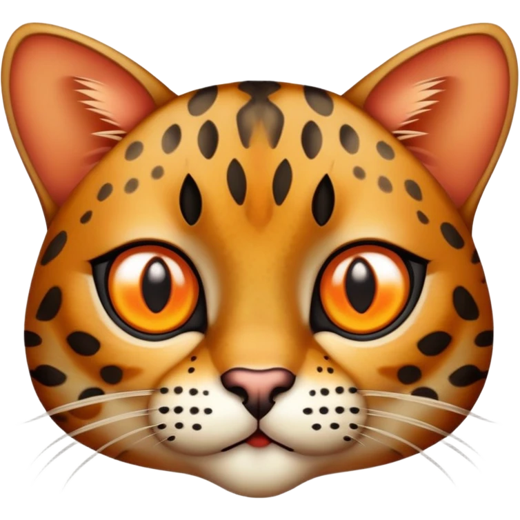 Leopard cat with spotted fur and alert expression emoji