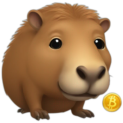 capibara with a bitcoin coin emoji