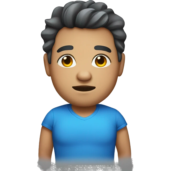 chubby bold male with blue e emoji
