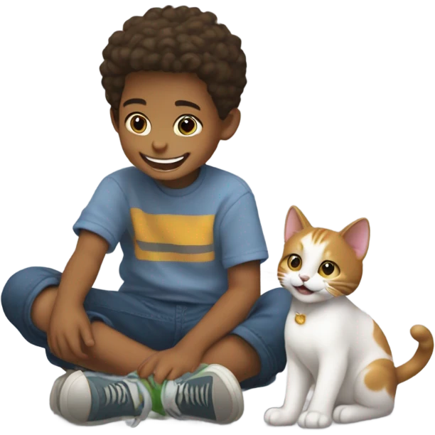 Little boy and cat emoji