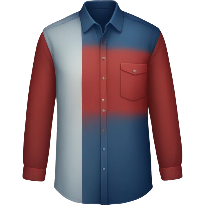 A shirt with half Red and other half dark blue color emoji