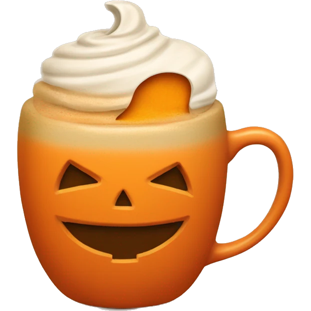 Pumpkin apice latte in a gradient orange mug with a pumpkin on the mug emoji