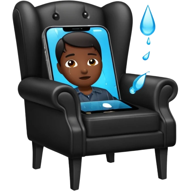a phone in a chair looking sad and crying emoji