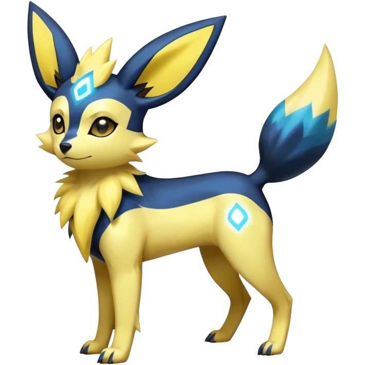 Shiny Cool Umbreon-Jolteon-Fakemon-hybrid-fusion- full body emoji