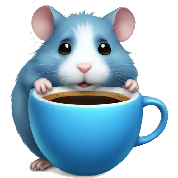 Blue hamster with coffee cup emoji