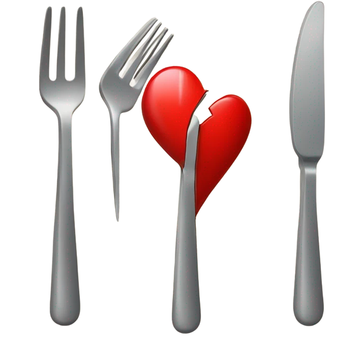 fork with broken red heart emoji