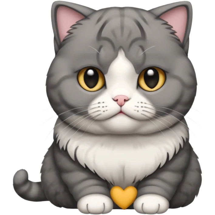 scottish fold cat with folded ears and all fur gray emoji