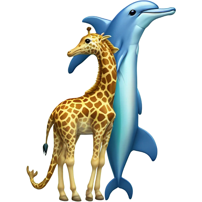 dolphin riding on a giraffe on a infinite rainbow  emoji