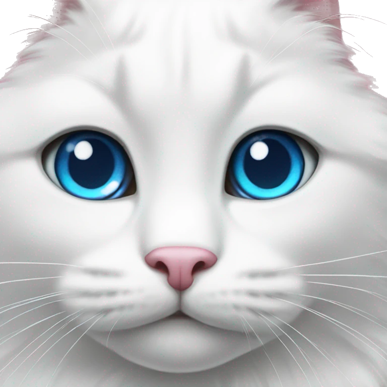 white cat with a pink bow and blue eyes emoji